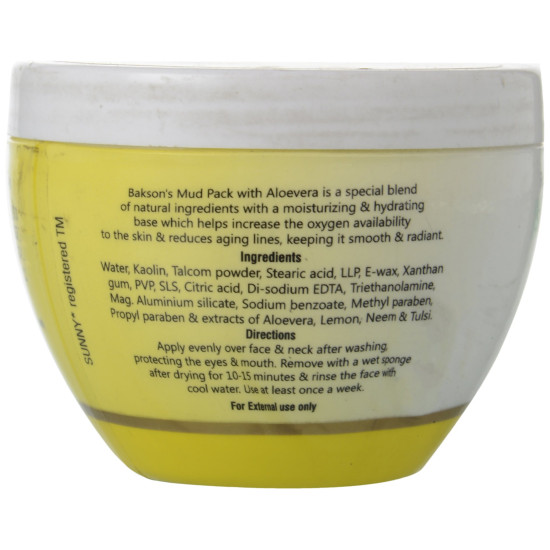 Bakson's Sunny Mud Pack With Aloe Vera Neem Tulsi And Lemon - Glowing Skin Solution Bakson's Sunny Mud Pack With Aloe Vera Neem Tulsi And Lemon - Glowing Skin Solution