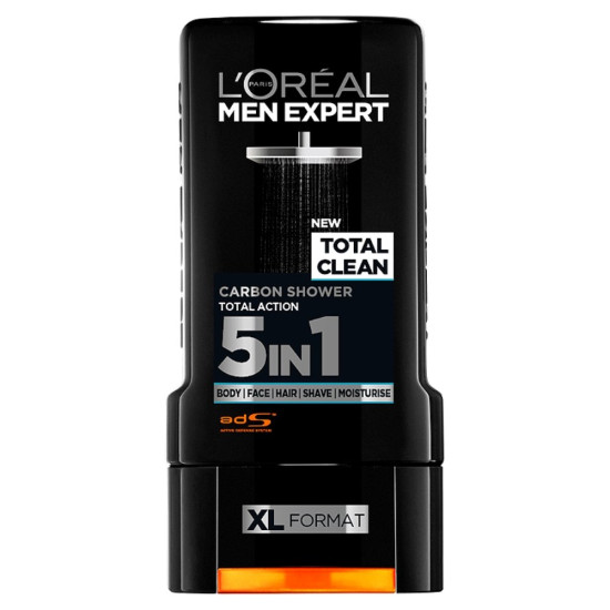 L'Oreal Paris Men's Expert Total Clean Carbon 5 In 1 Shower Gel - Ultimate Grooming Solution