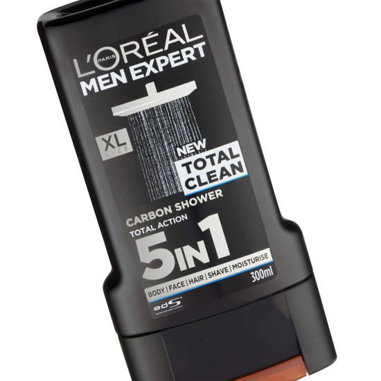 L'Oreal Paris Men's Expert Total Clean Carbon 5 In 1 Shower Gel - Ultimate Grooming Solution