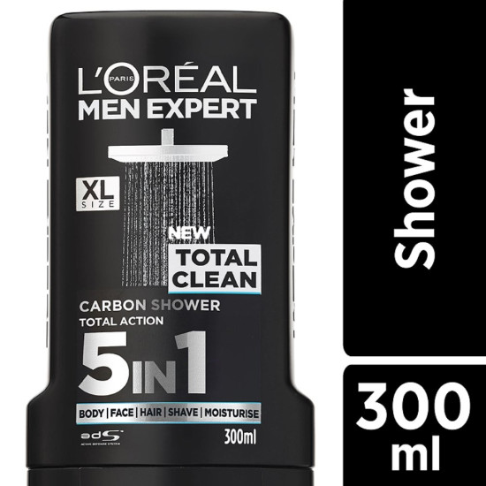 L'Oreal Paris Men's Expert Total Clean Carbon 5 In 1 Shower Gel - Ultimate Grooming Solution