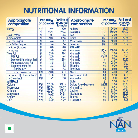 Nestle NAN LO-LAC Infant Formula Powder - Low-Lactose Nutrition for Infants