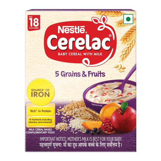 Nestle Cerelac Baby Cereal with Milk - 5 Grains & Fruits for 18-24 Months