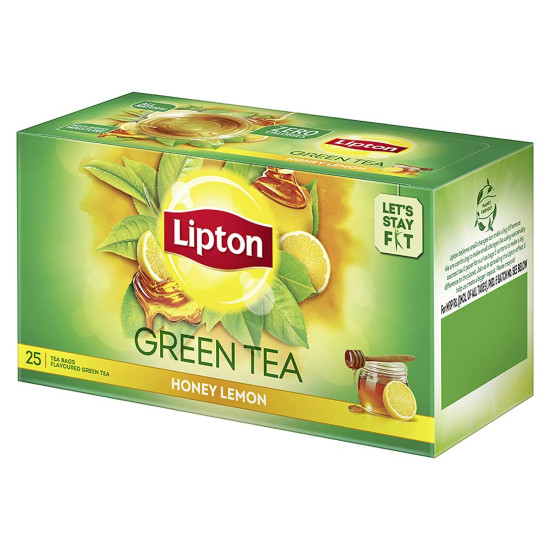 Lipton Honey Lemon Green Tea Bags - 25 Pieces | Refreshing & Zero Calories