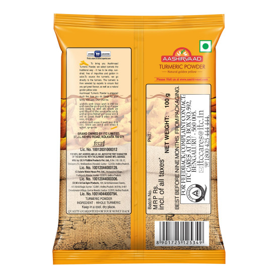 Aashirvaad Turmeric Powder, 100g - Natural Golden Turmeric Aashirvaad Turmeric Powder, 100g - Natural Golden Turmeric