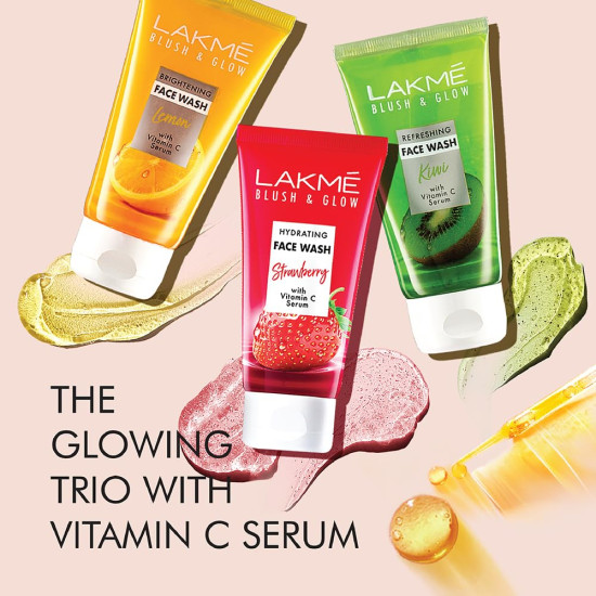 Lakme Blush & Glow Strawberry Refreshing Gel Face Wash - Glowing Skin with Natural Fruit Extracts