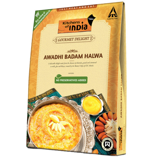 Kitchens of India Ready to Eat Badam Halwa - Authentic Indian Dessert