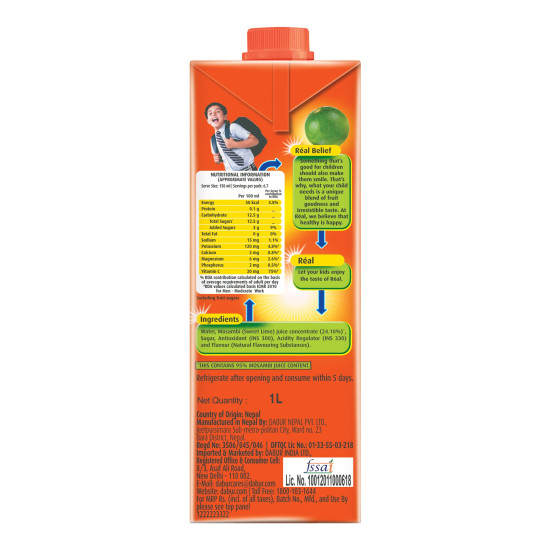 DABUR Real Fruit Power Mosambi Juice - 1L - Refreshing & Nutritious