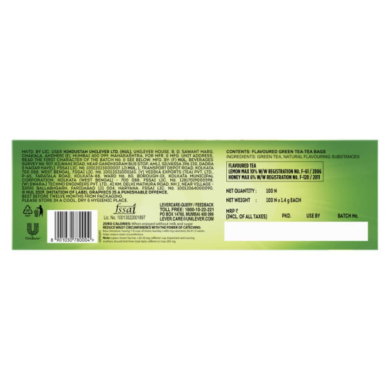 Lipton Honey Lemon Green Tea Bags - Zero Calories & Natural Flavour Lipton Honey Lemon Green Tea Bags - Zero Calories & Natural Flavour