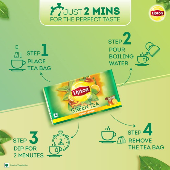 Lipton Honey Lemon Green Tea Bags - Zero Calories & Natural Flavour Lipton Honey Lemon Green Tea Bags - Zero Calories & Natural Flavour