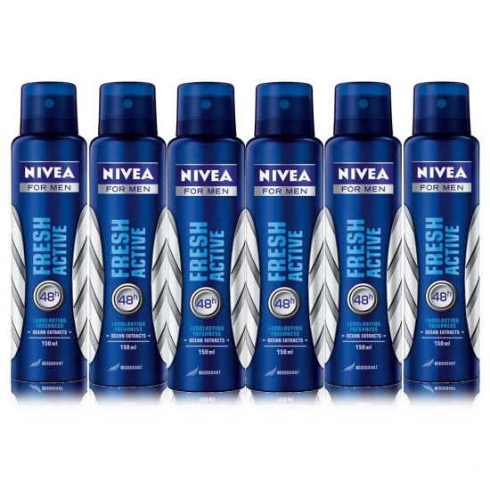 Nivea Active Fresh For Men (Pack of 6) - Long-lasting Freshness