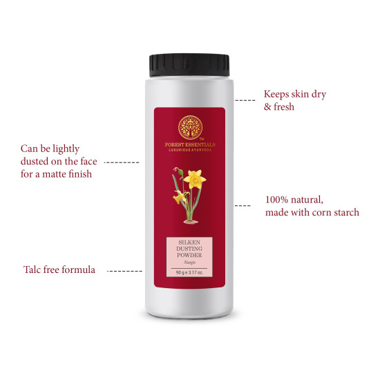 Forest Essentials Silken Dusting Powder, Nargis - Fresh Green Tea Infusion