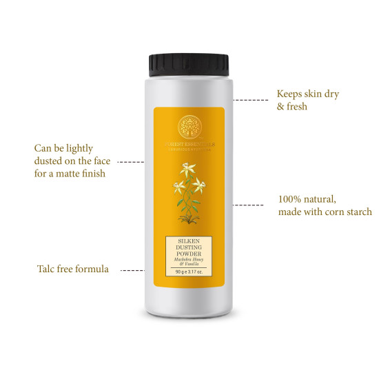 Forest Essentials Silken Dusting Powder Mashobra Honey & Vanilla - Natural Talc Free Powder