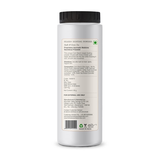 Forest Essentials Silken Dusting Powder Oudh & Green Tea - Talc-Free Natural Scent