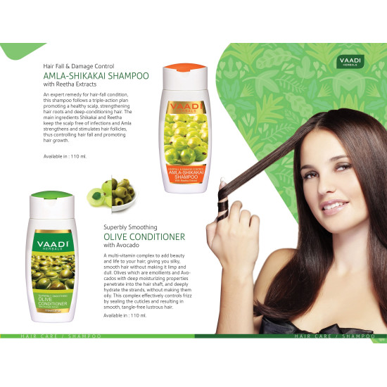 Vaadi Herbals Amla Shikakai Hair fall and Damage Control Shampoo with Olive Conditioner - Ayurvedic Hair Care