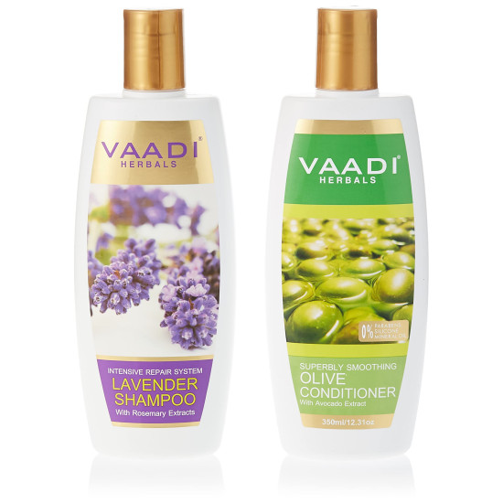 Vaadi Herbals Lavender Shampoo & Olive Conditioner - Aromatherapy Hair Care