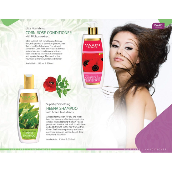 Vaadi Herbals Superbly Smoothing Heena Shampoo & Corn Rose Conditioner - Natural Hair Care