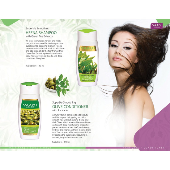 Vaadi Herbals Superbly Smoothing Heena Shampoo & Olive Conditioner - Natural Hair Care Solution