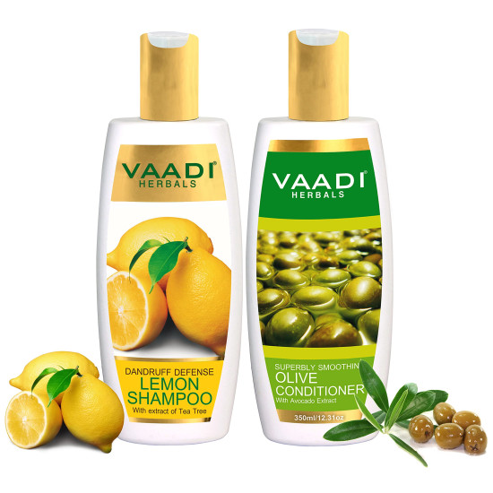 Vaadi Herbals Dandruff Defense Lemon Shampoo & Olive Conditioner - Anti-Dandruff Solution