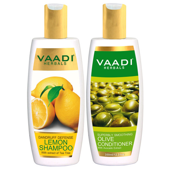 Vaadi Herbals Dandruff Defense Lemon Shampoo & Olive Conditioner - Anti-Dandruff Solution