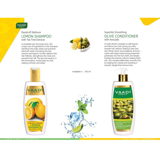 Vaadi Herbals Dandruff Defense Lemon Shampoo & Olive Conditioner - Anti-Dandruff Solution
