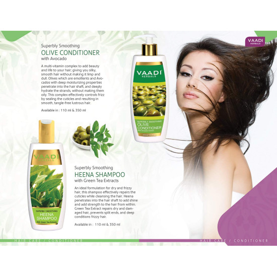Vaadi Herbals Superbly Smoothing Heena Shampoo & Olive Conditioner - Natural Hair Care Solution