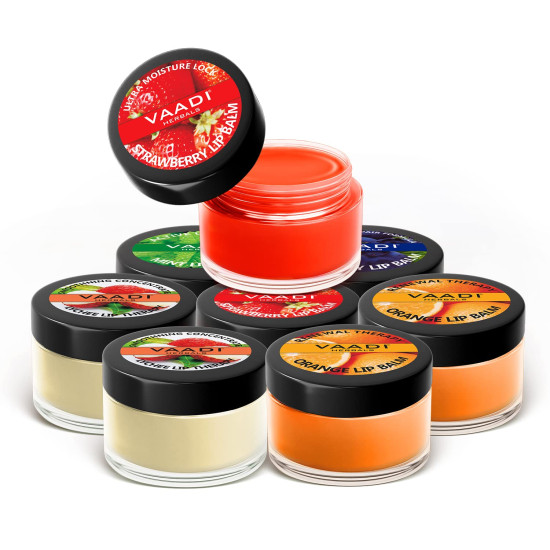 Vaadi Herbals Assorted Lip Balms, 10g (Pack of 8) - Nourishing Lip Care