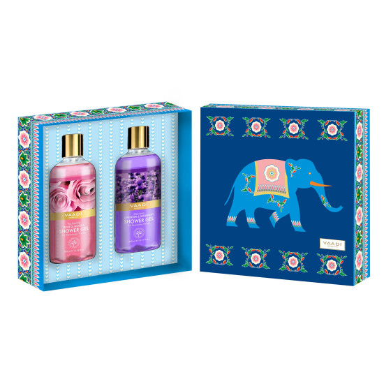 Vaadi Herbals Exotic Floral Shower Gels Gift Box - Enriched with English Rose & Mogra