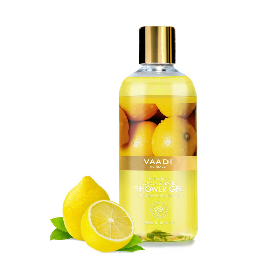 Vaadi Herbals Shower Gel, Refreshing Lemon and Basil - Skin Brightening & Detoxifying