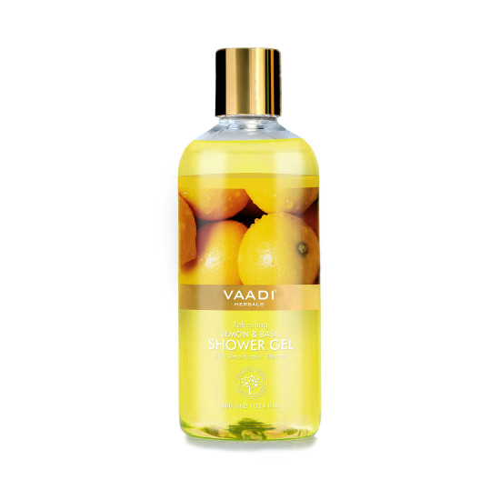 Vaadi Herbals Shower Gel, Refreshing Lemon and Basil - Skin Brightening & Detoxifying