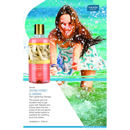 Vaadi Herbals Shower Gel, Divine Honey and Sandal - Natural Moisturizer