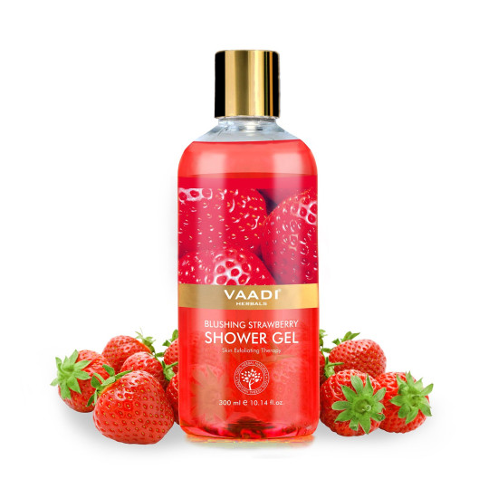 Vaadi Herbals Shower Gel, Blushing Strawberry - Vitamin C Rich for Glowing Skin