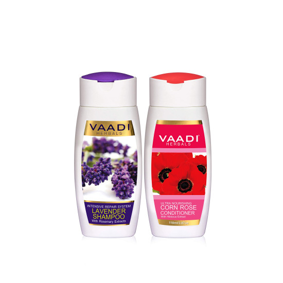 Vaadi Herbals Lavender Shampoo & Corn Rose Conditioner - Nourishing Hair Care Duo