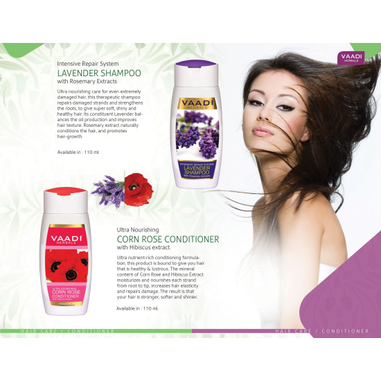 Vaadi Herbals Lavender Shampoo & Corn Rose Conditioner - Nourishing Hair Care Duo