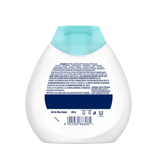 Baby Dove Rich Moisture Baby Lotion 200 ml - Gentle Care for Baby's Skin Baby Dove Rich Moisture Baby Lotion 200 ml - Gentle Care for Baby's Skin