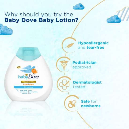 Baby Dove Rich Moisture Baby Lotion 200 ml - Gentle Care for Baby's Skin Baby Dove Rich Moisture Baby Lotion 200 ml - Gentle Care for Baby's Skin