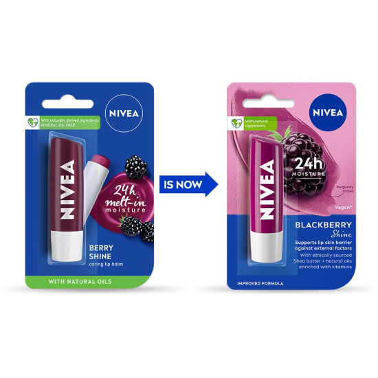 Nivea Lip Balm BlackBerry Shine - 24h Moisture & Color