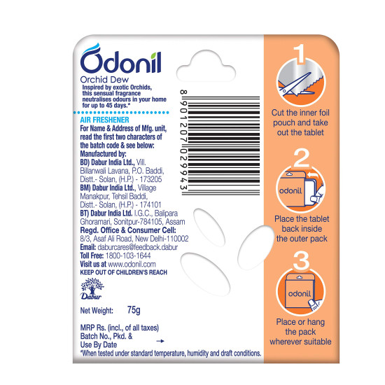 Odonil Air Freshener Blocks - 75g (Orchid Dew) - Long-lasting Fragrance