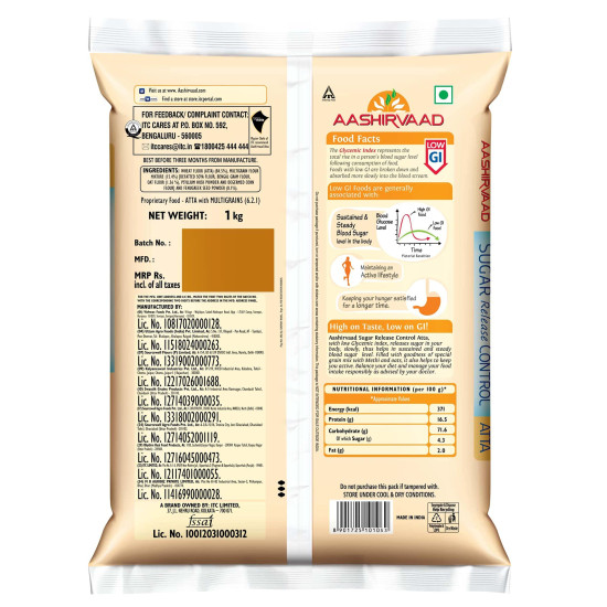 Aashirvaad Sugar Release Control Atta, 1kg - Low GI & Nutritious Flour