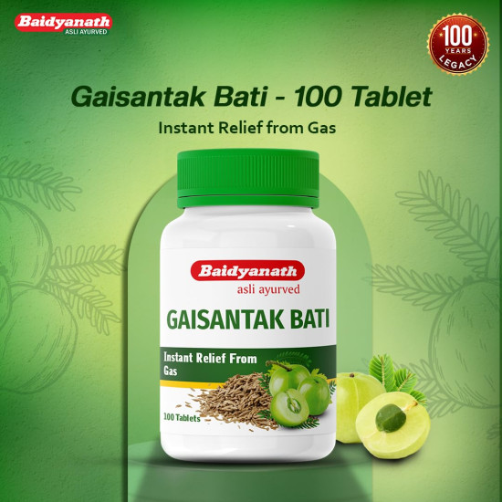 Baidyanath Gaisantak Bati - Instant Relief from Gas and Indigestion - 100 Tablets (Pack of 2)