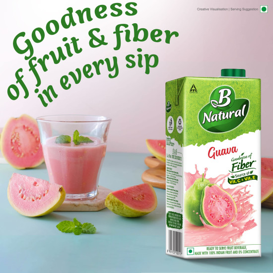B Natural Guava Juice, Goodness of Fiber - 1 Litre