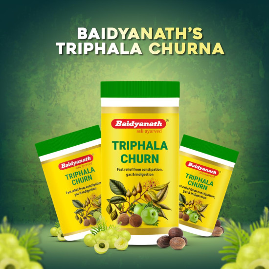 Baidyanath Triphala Churna | Helps Relieve Constipation |Quick Acidity & Gas Relief | Enriched with Amla - 240gms (Pack of 2)
