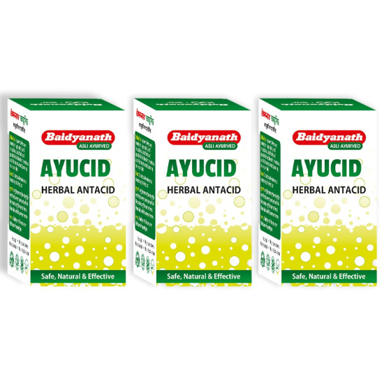 Baidyanath Ayucid – 50 Tablets (Pack of 3) | Ayurvedic Herbal Antacid | Supports Digestive Health | With Amla & Mulethi | For Hyperacidity & Indigestion
