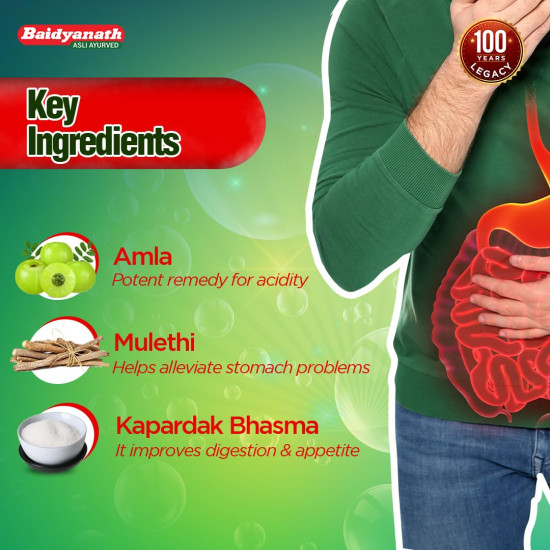 Baidyanath Ayucid – 50 Tablets (Pack of 3) | Ayurvedic Herbal Antacid | Supports Digestive Health | With Amla & Mulethi | For Hyperacidity & Indigestion