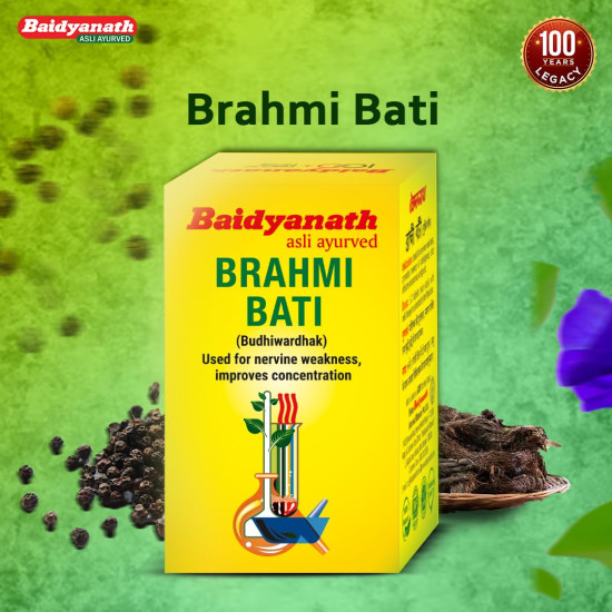 Baidyanath Brahmi Bati - Memory Booster and Helps Relieve Stress - 30 Tablets (Pack of 2)