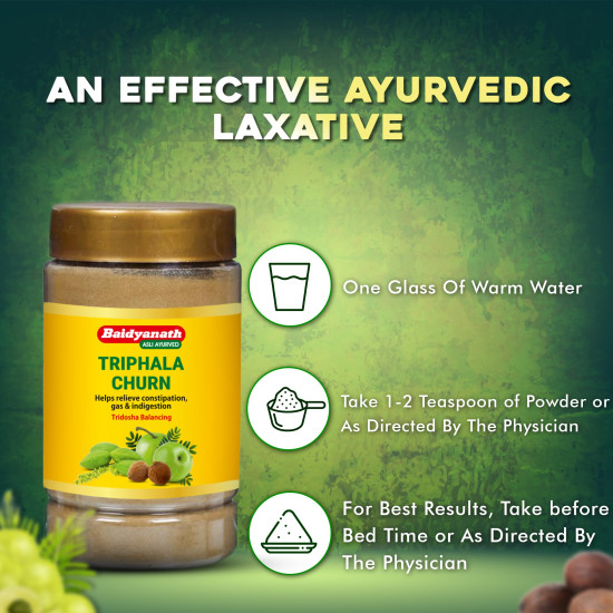 Baidyanath Triphala Churna | Helps Relieve Constipation | Quick Acidity & Gas Relief | Enriched With Amla - 500Gms (Pack Of 2)