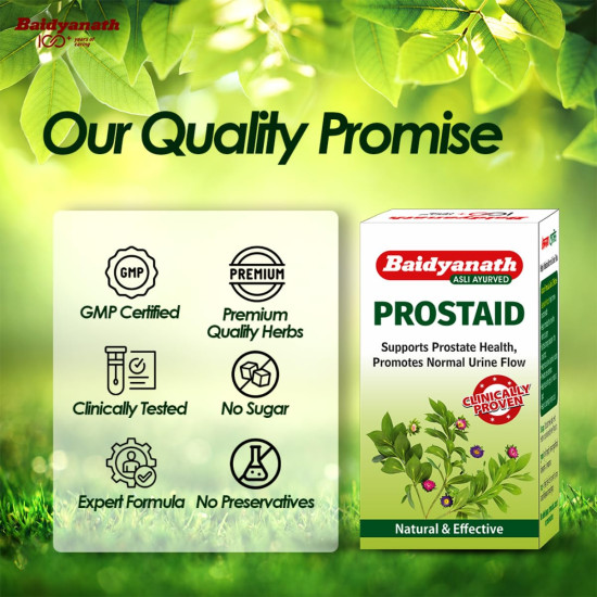 Baidyanath Prostaid 50 Tablets (Pack of 2) – Ayurvedic Supplement with Swarna Makhika Bhasma, Shilajeet, Kababchini, Safed Chandan & More