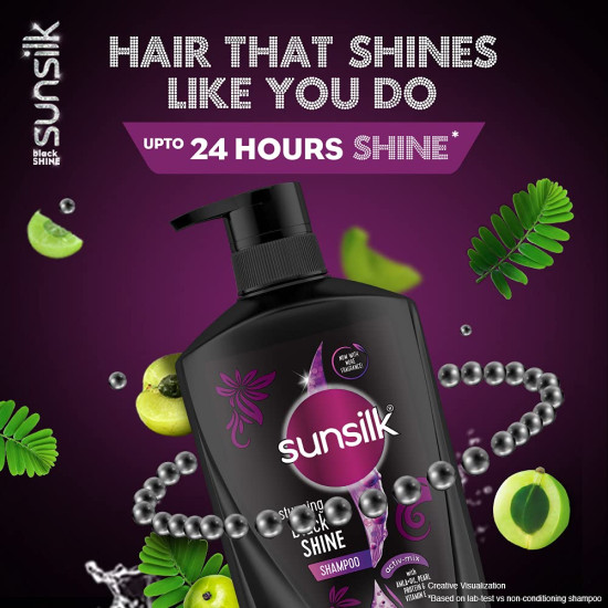 Sunsilk Stunning Black Shine Shampoo - Enriched with Amla Pearl Complex