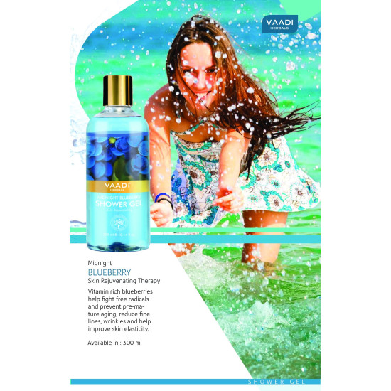 Vaadi Herbals Shower Gel, Midnight Blueberry - Enriched with Blueberry & Olive Oil