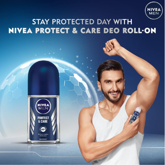 NIVEA MEN Protect and Care Roll On, 50ml - Alcohol-Free Formula