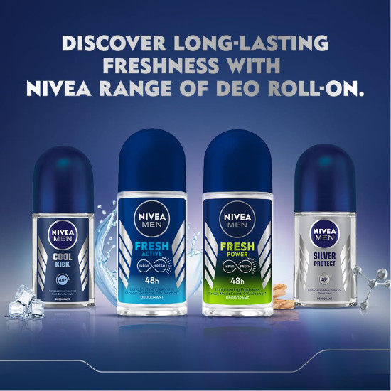 NIVEA MEN Protect and Care Roll On, 50ml - Alcohol-Free Formula